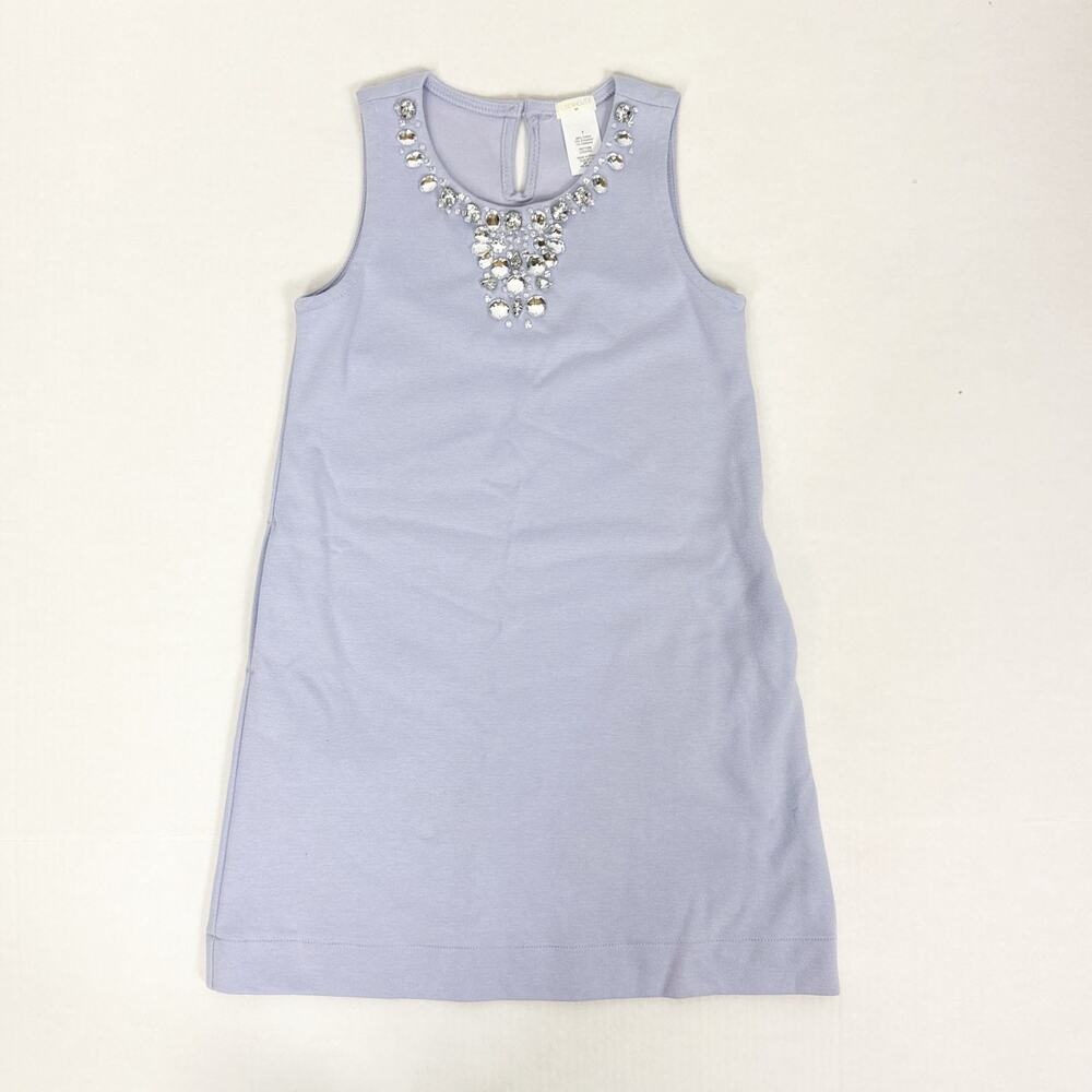 Crewcuts Jeweled Neck‎ Dress Girls 7 Lavender Sleeveless Shift Light Purple